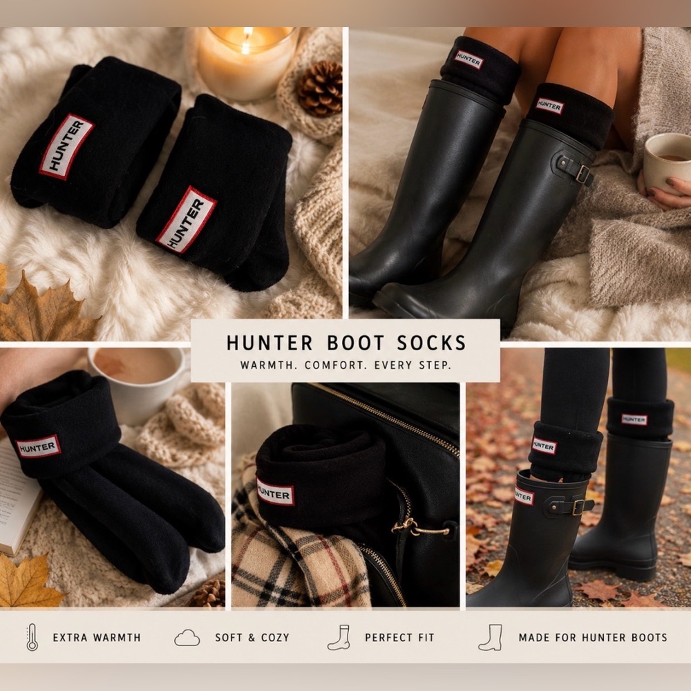 Hunter Original Tall Black Fleece Boot Socks 
NWOT